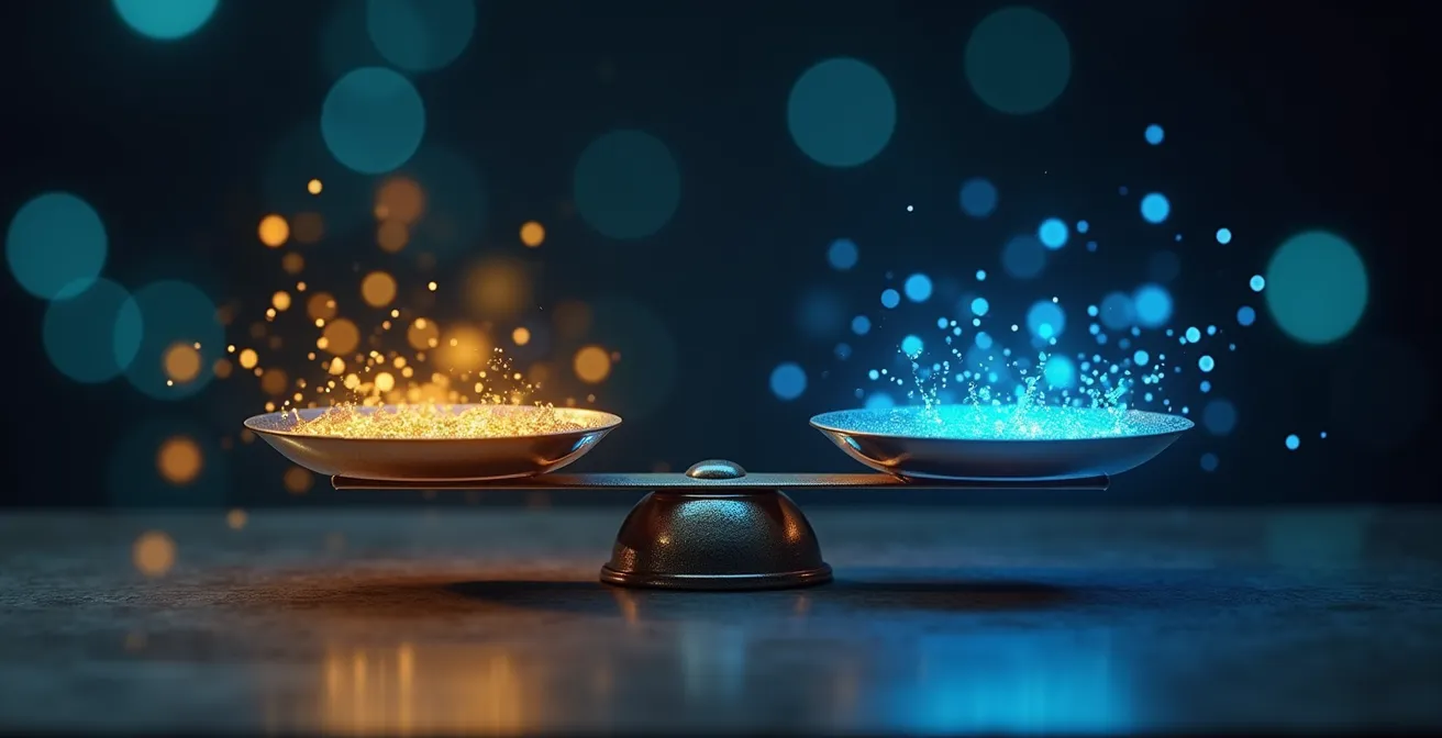 Abstract representation of AI moderation system analyzing communication patterns