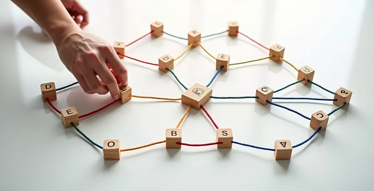 Complex decision tree showing interconnected pathways and consequence nodes in a learning scenario