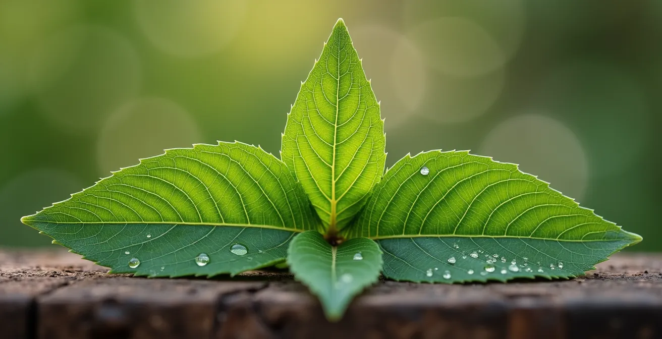 Extreme close-up of dandelion leaf texture showing natural patterns and veins