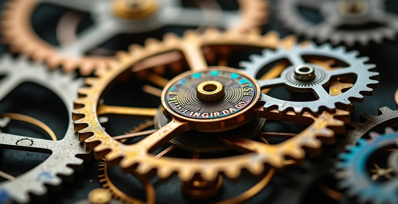 Abstract visualization of global time zones connecting through a central gaming hub